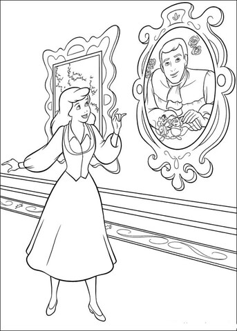 Cinderella Likes The Prince  Coloring Page